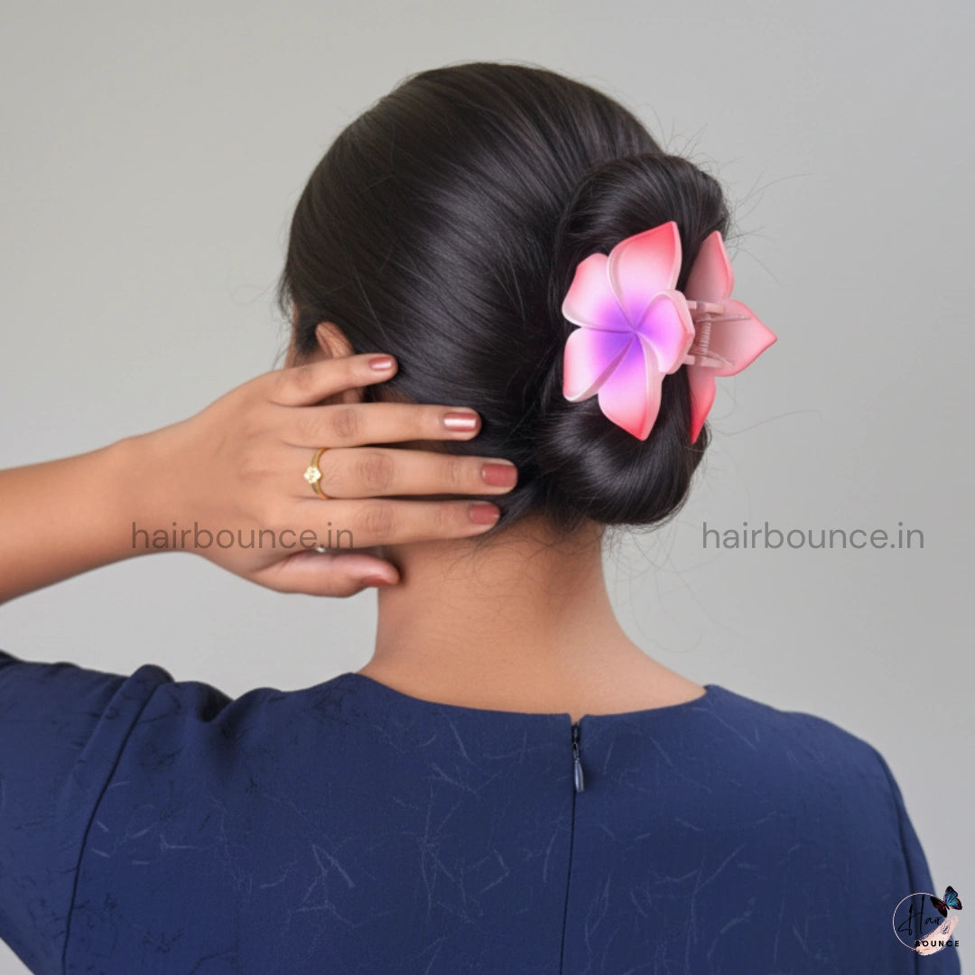 Dual Colour Matte Flower Hair Claw - Large