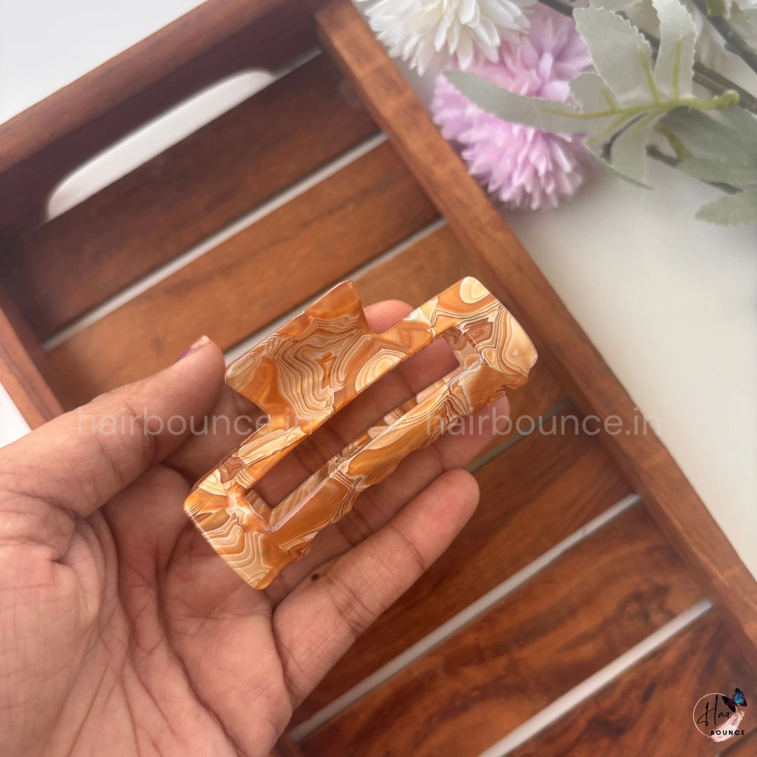 Marble Swirl Rectangle Hair Claw – Large
