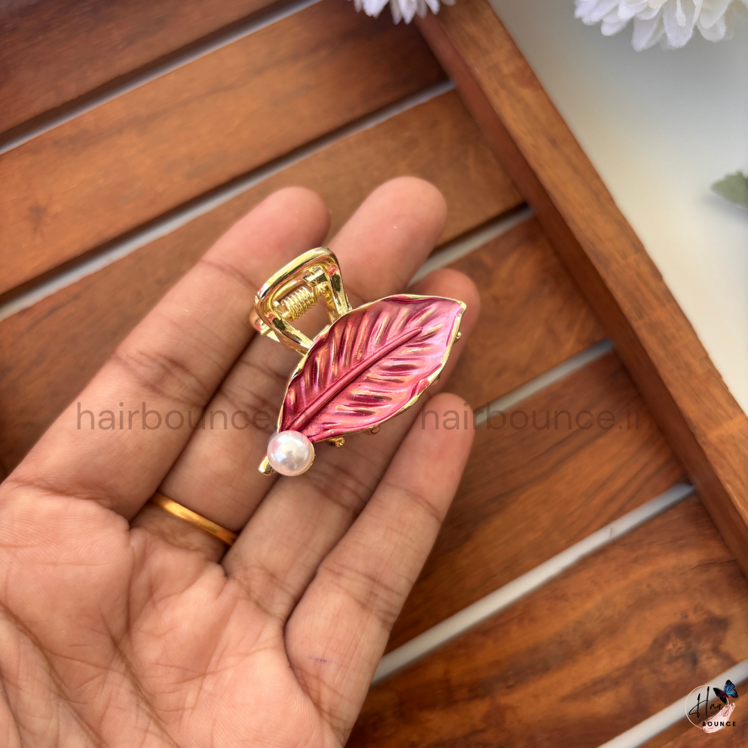 Metallic Leaf Hair Claw -  Medium
