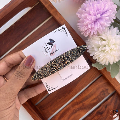 Vintage Floral Engraved Hair Barrette