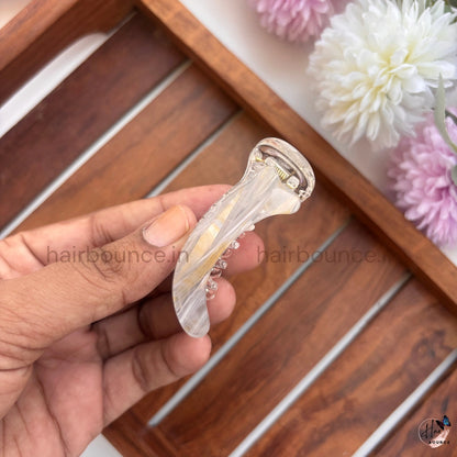 Glossy Marble Curved Banana Hair Clip – Small
