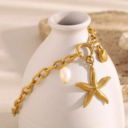 Golden Starfish Charm Bracelet