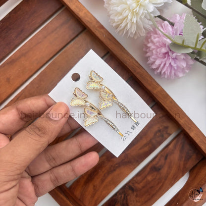 Golden Butterfly Crystal Hair Pins