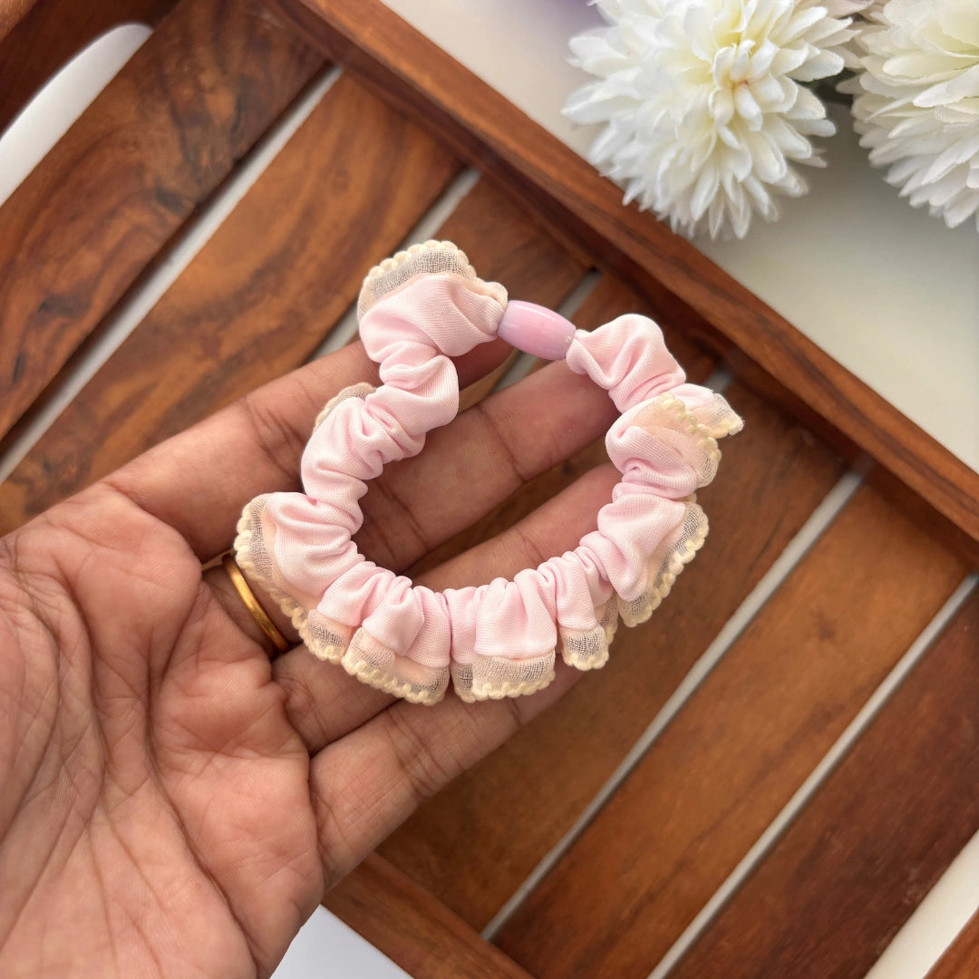 Lace Trim Pastel Scrunchies