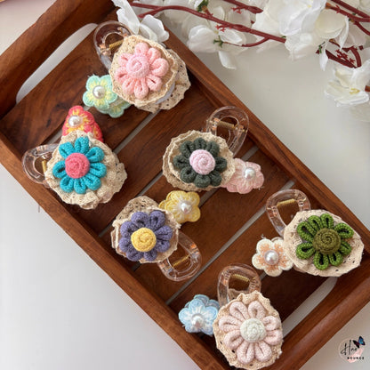 Handmade Crochet Flower Hair Claw – Medium