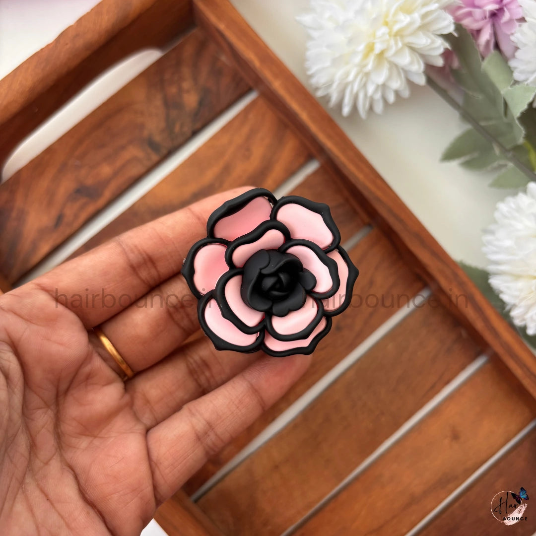 Elegant Bloom Rose Hair Claw – Medium
