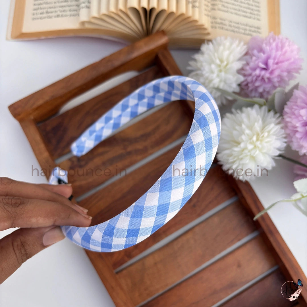 Classic Gingham Fabric Headband for Women & Girls – Soft Checkered Hair Band