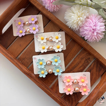 Daisy Pearl Snap Clips