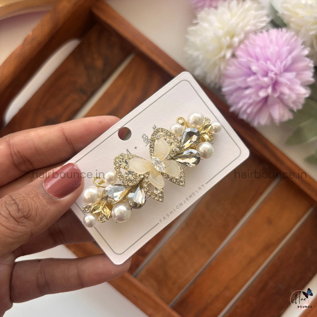 Pearl Blossom Butterfly Center Hair Clip