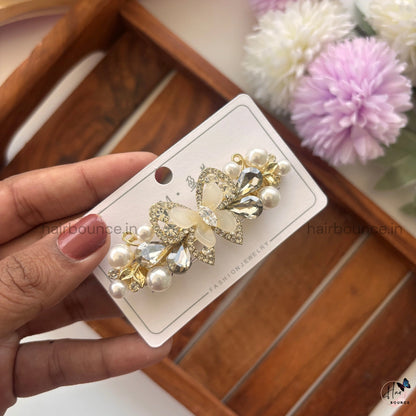 Pearl Blossom Butterfly Center Hair Clip