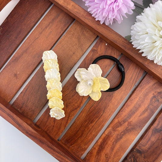 🌼 Sunshine Pearl Petal Hair Set (2 pcs)