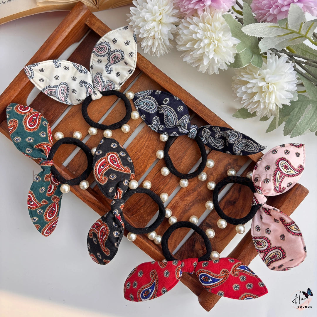 Paisley Pearl Bunny Ear Hair Tie