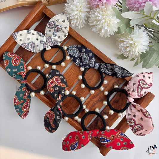 Paisley Pearl Bunny Ear Hair Tie