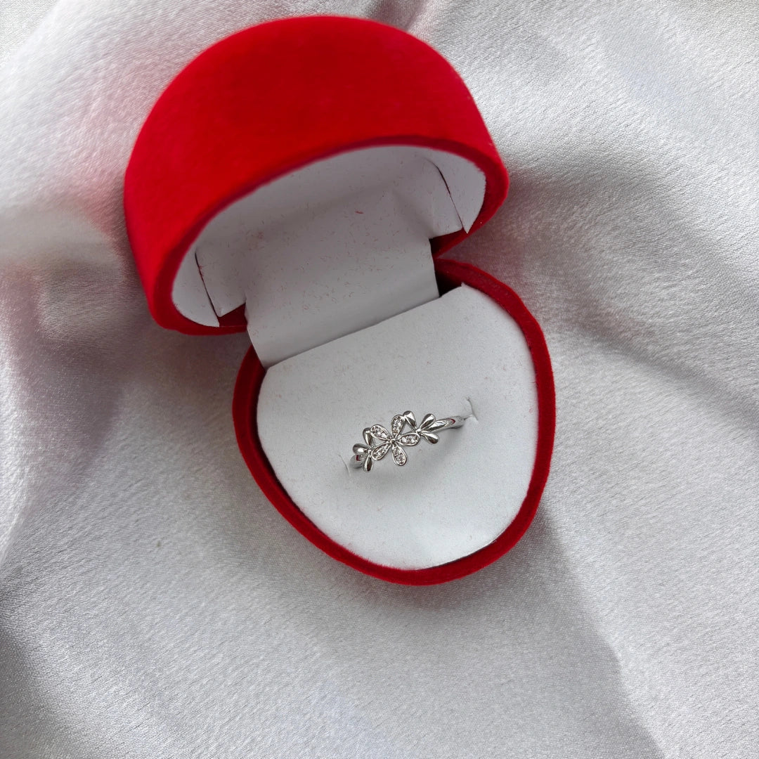 Adjustable Silver Flower Ring
