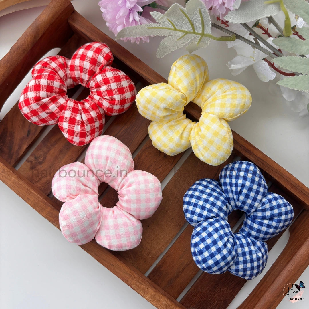 Cloud Puff Gingham Scrunchie