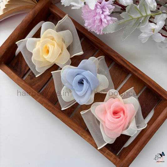 Rosette Grace Organza Bow Hair Clip