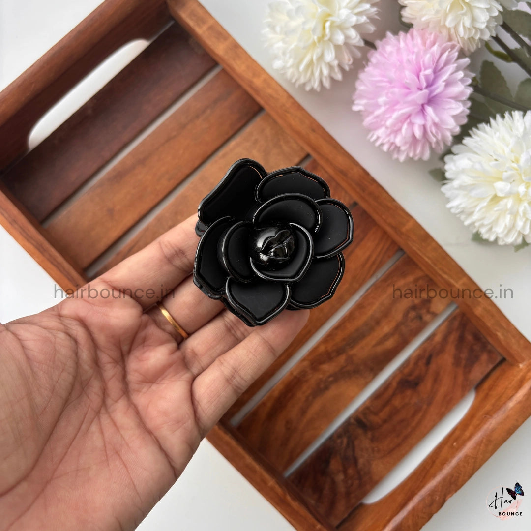 Elegant Rose Bloom Hair Claw Clip – Medium