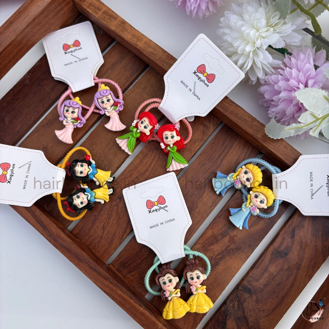 Princess Character Hair Ties for Girls – Pack of 2