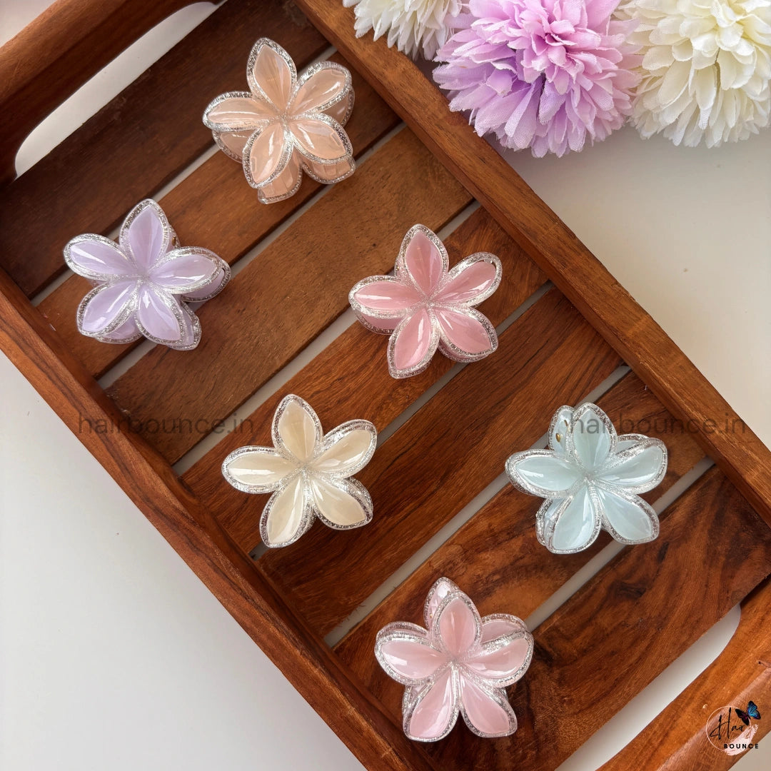 Crystal Blossom Glitter Edge Hair Claw – Small