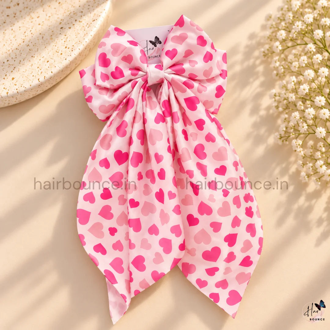 Fairytale Hearts Tail Bow Hair Clip – Baby Pink