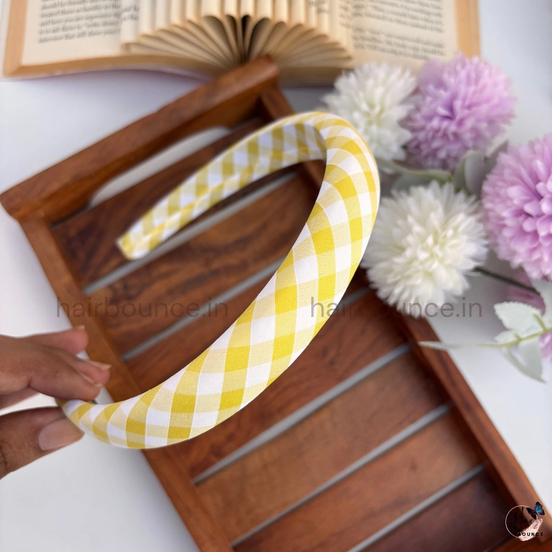 Classic Gingham Fabric Headband for Women & Girls – Soft Checkered Hair Band