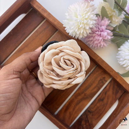 Rose Bloom Fabric Hair Claw – Large