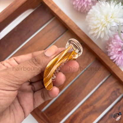 Glossy Marble Curved Banana Hair Clip – Small