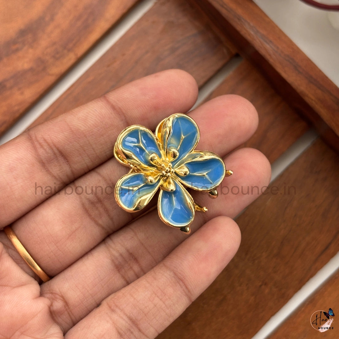 Floral Bloom Metal Hair Claw Clip- Small
