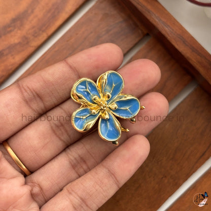 Floral Bloom Metal Hair Claw Clip- Small