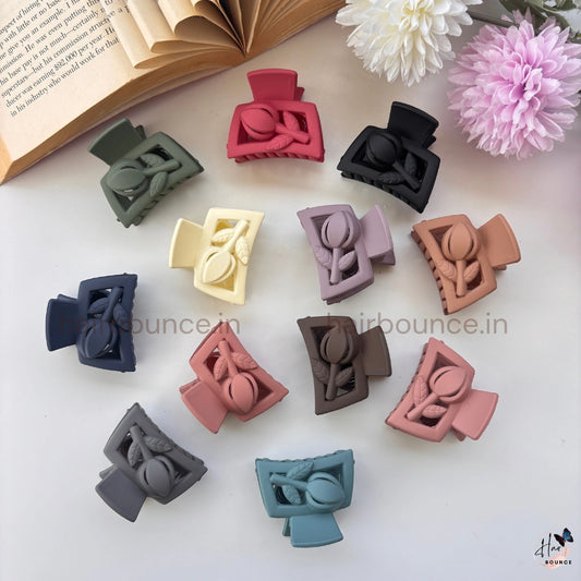 Tulip Bloom Mini Hair Claw Set – Pack of 2 (Assorted Colours)