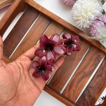 Shinny Triple Flower Lilly Hair Claw - Large