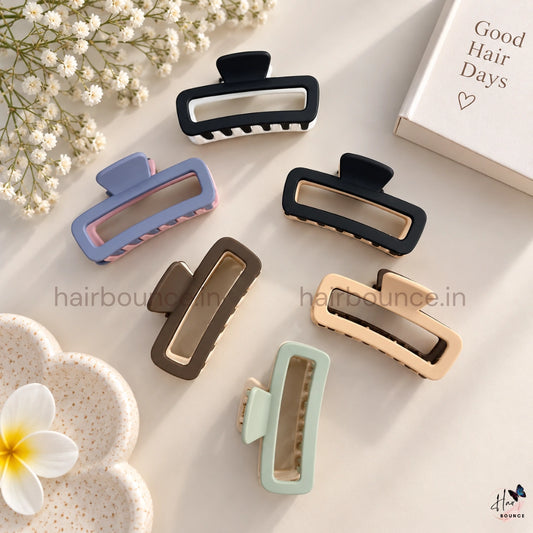 Dual Colour Rectangle Hair Claw - Medium