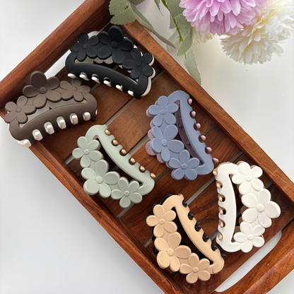 Dual Colour Flower Curve Hair Claw - Medium