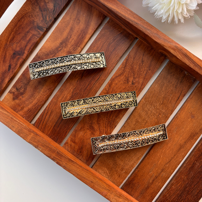 Antique Bar Engraved Hair Clip