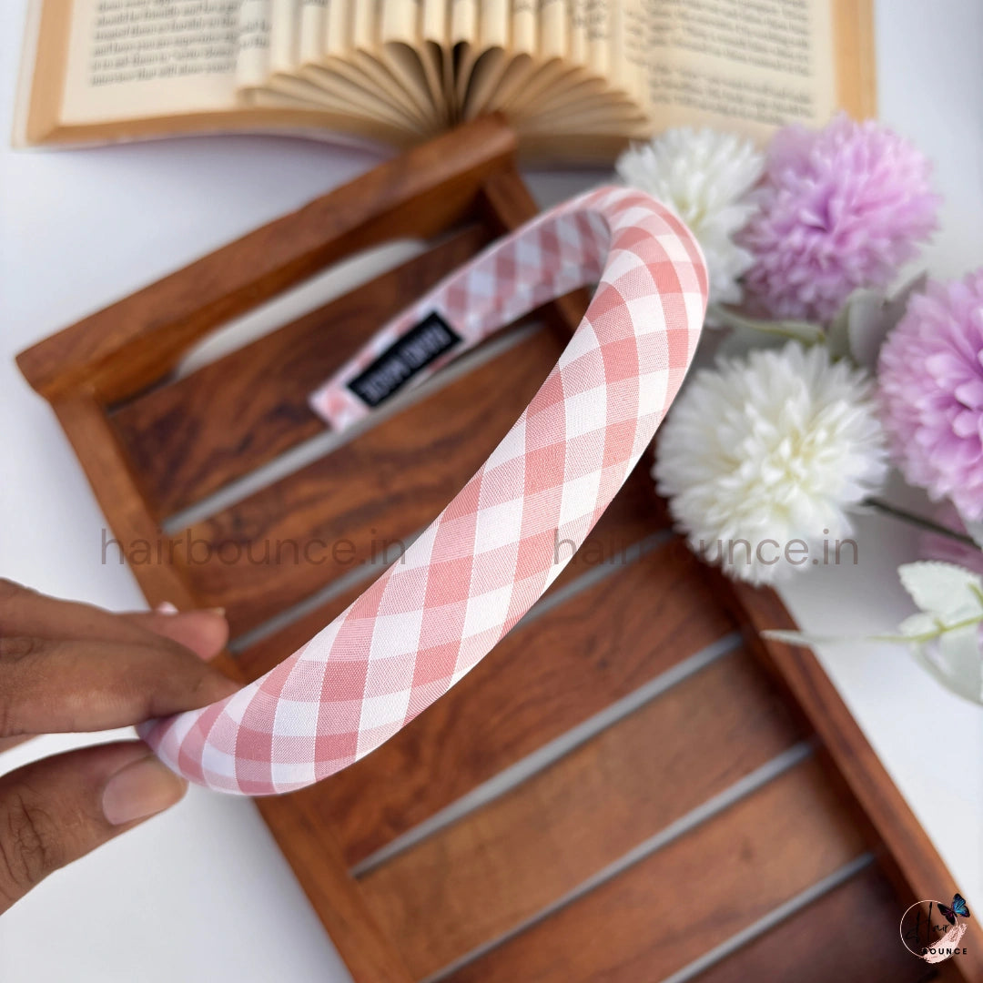 Classic Gingham Fabric Headband for Women & Girls – Soft Checkered Hair Band
