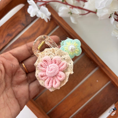 Handmade Crochet Flower Hair Claw – Medium