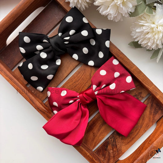 Dual Tone Polka Dot Bow Hair Clip