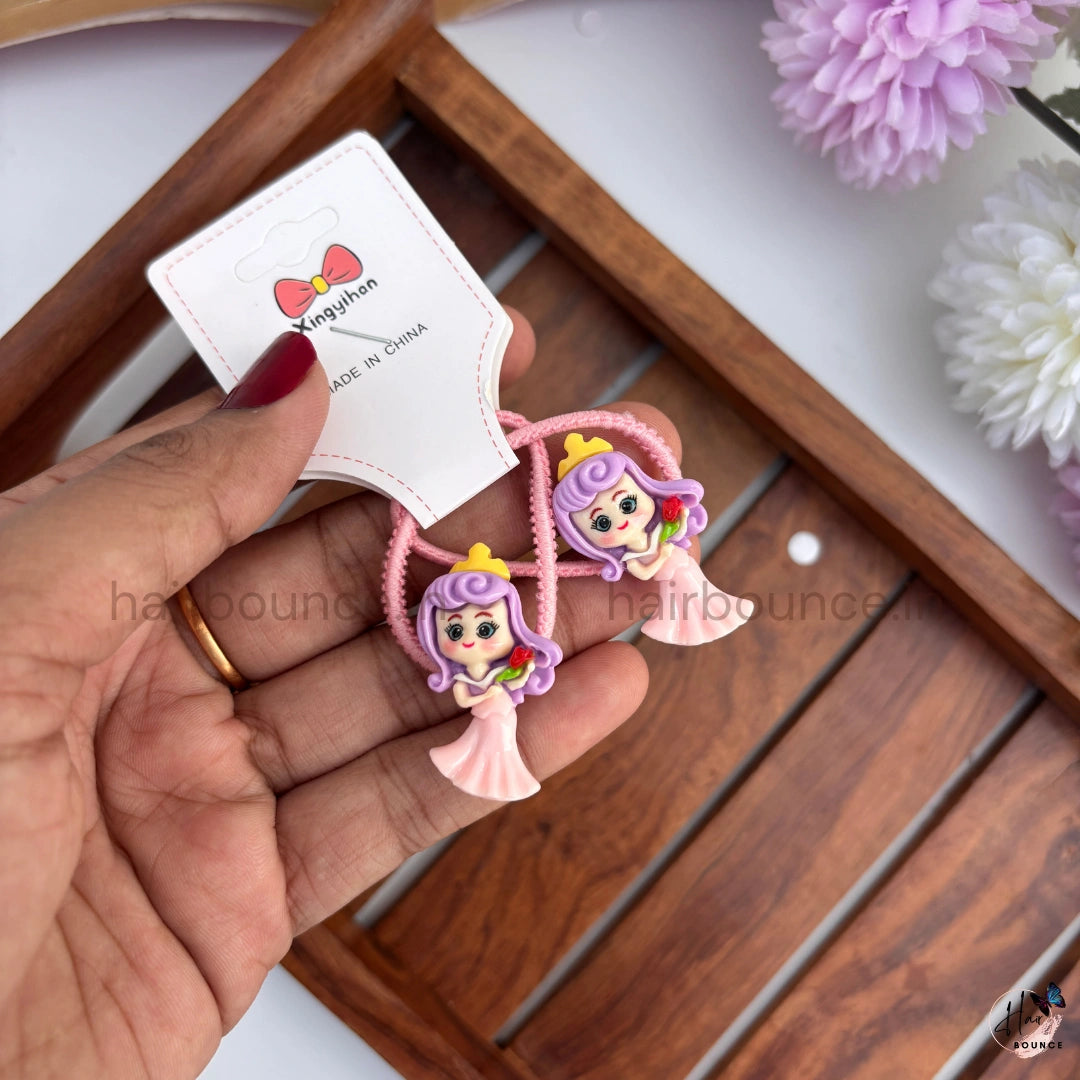 Princess Character Hair Ties for Girls – Pack of 2