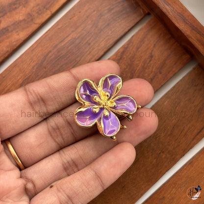 Floral Bloom Metal Hair Claw Clip- Small