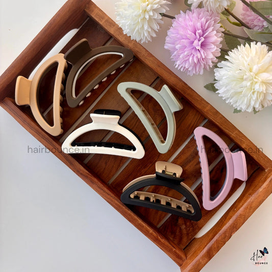 Dual Colour D Shape Hair Claw - Large