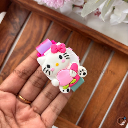 Hello Kitty Flip-Top Kids Decorative Wrist Watch – Cute Character Silicone Strap