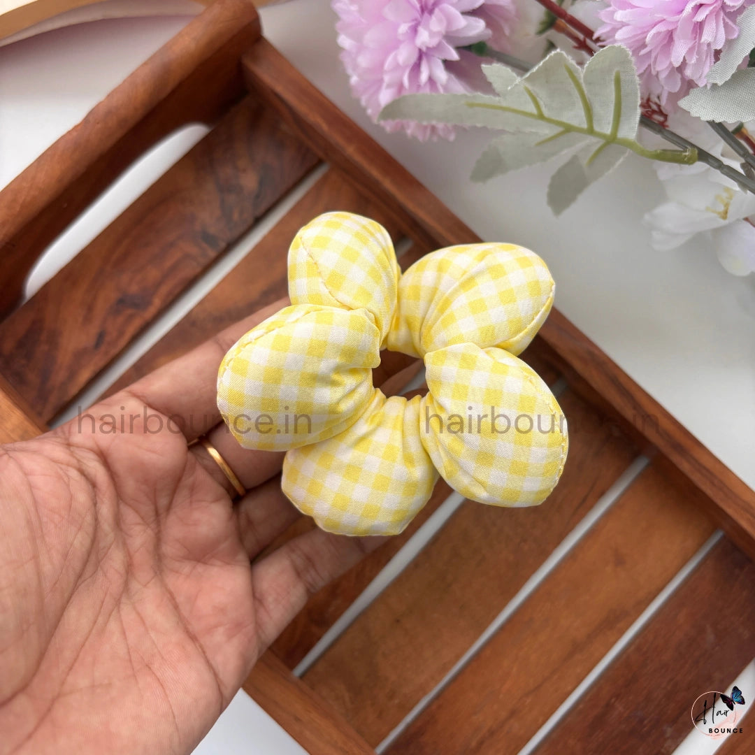 Cloud Puff Gingham Scrunchie