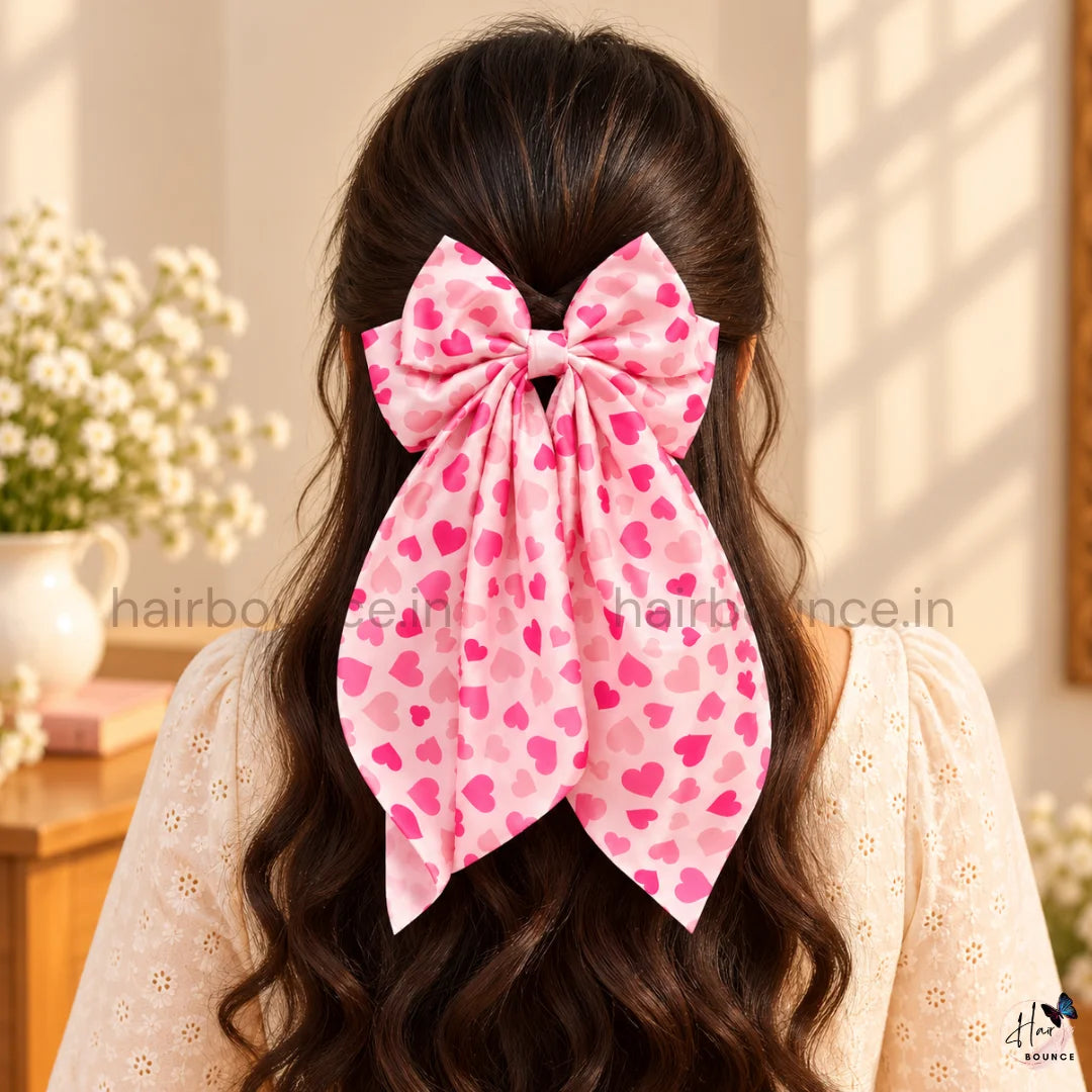 Fairytale Hearts Tail Bow Hair Clip – Baby Pink