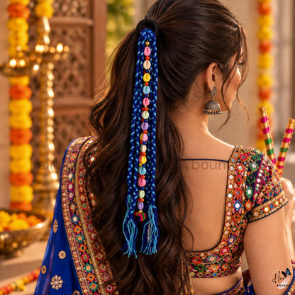 Navaratri Braided Cowrie Shell Tassel Hair Tie