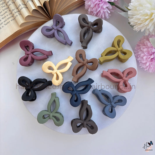 Elegant Bow Matte Hair Claw - Small (Pack of 2 Assorted Colours)