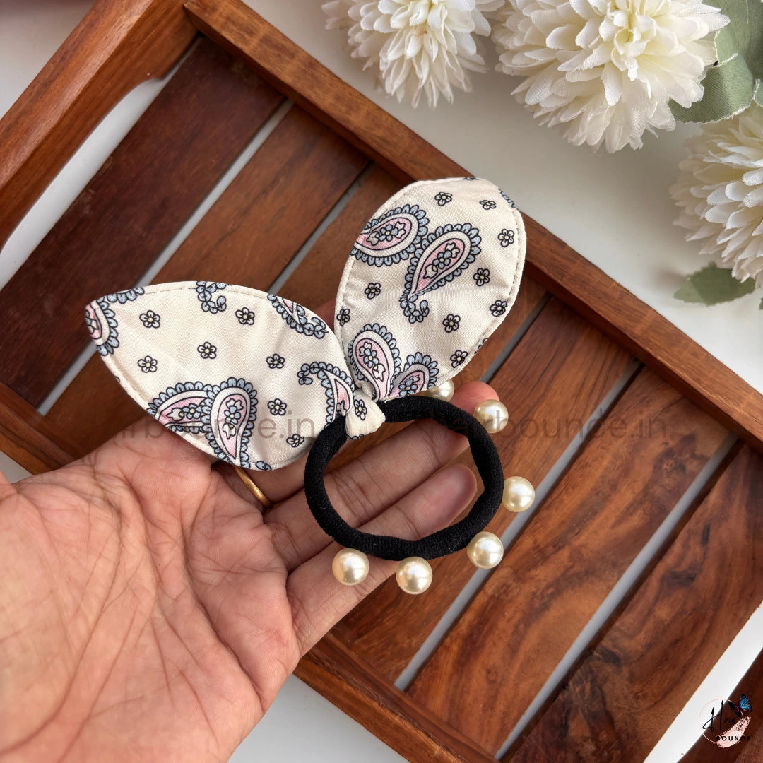 Paisley Pearl Bunny Ear Hair Tie