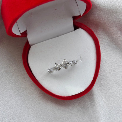 Pearl Bow Stone Ring – Adjustable