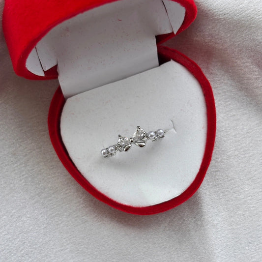 Pearl Bow Stone Ring – Adjustable
