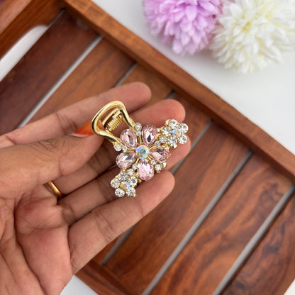 Premium Metal Triple Flower Hair Claw - Medium