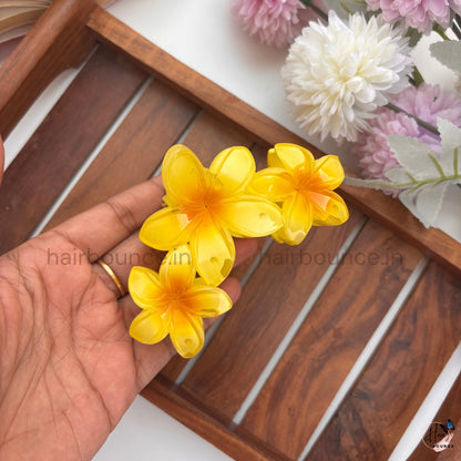 Shinny Triple Flower Lilly Hair Claw - Large